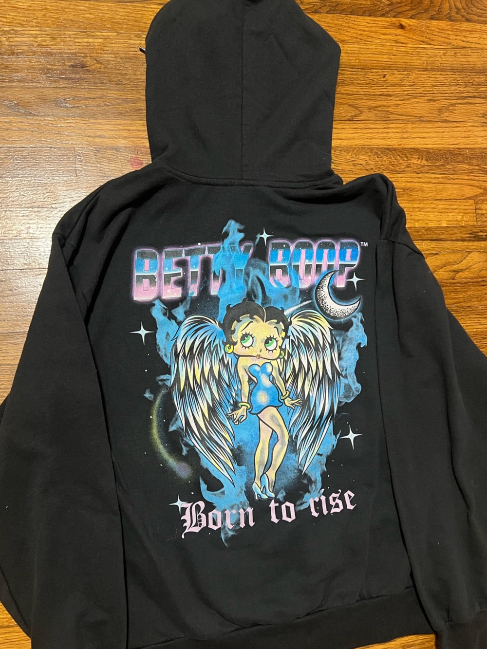 Betty Boop Black Hoodie with Angel Graphic